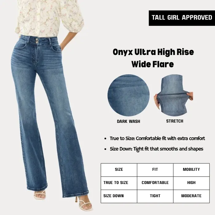 [TALL GIRL APPROVED] KANCAN - Onyx Essentials Women's Denim Ultra High Rise Wide Flare