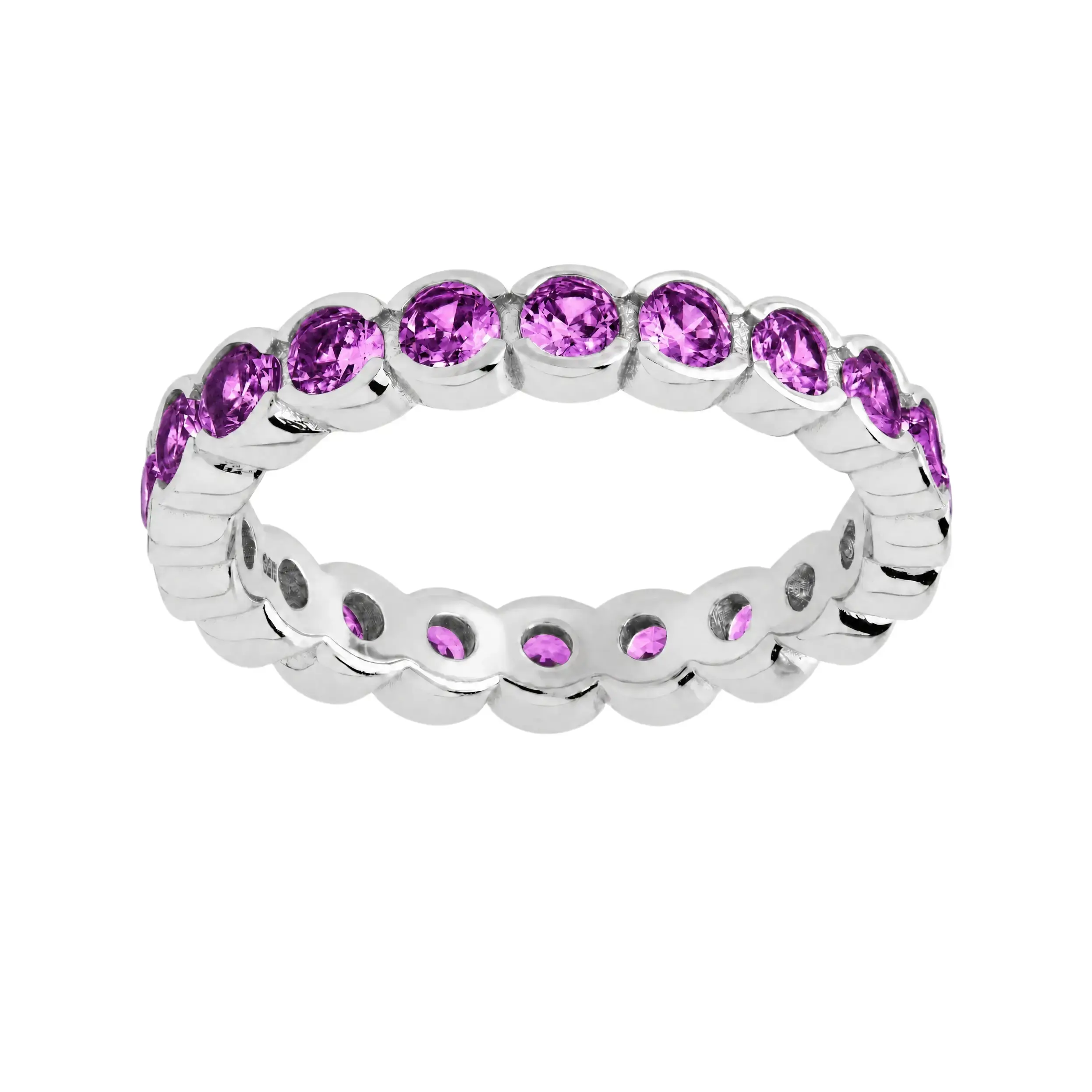 Sterling Silver Amethyst Helene Bezel Eternity Band Ring