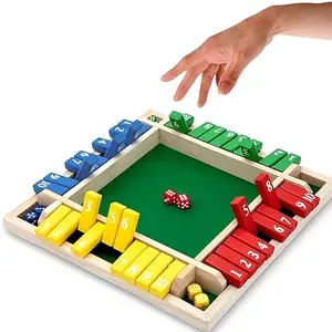 Wooden Math Learning Game Ages 3+ - Interactive Number Blocks & Dice Toy to Build Addition, Subtraction, Multiplication & Division Skills - STEM Educational Game for Homeschooling & Classroom Use, Colorful Natural Wood Design, Math Learning Tools