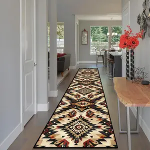 Navajo Style Geometric Pattern Kitchen Runner Rug, Boho Runner Rug, 1 Count Non-slip Soft Floor Mat, Decorative Carpet for Home Living Room Bedroom Kitchen