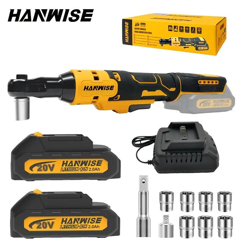Cordless electric ratchet wrench set, brushless electric ratchet wrench, car repair screw and nut disassembly, fast charging, adjustable trigger speed, suitable for home and car repair, is a holiday gift for men Wireless Power Tools
