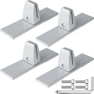 4 Packs Heavy Duty Aluminum Sneeze Guard Clamp Bracket, Stick On Partition Shield Base Stand for Clear Acrylic Desktop Countertop Reception