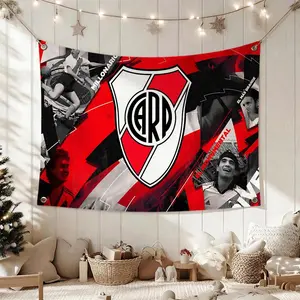 Argentine Football Club River Plate Flags Cheerleading Hand Pulled Flag Multi Size Atmosphere Banner, Portable Outdoor Event Flag & Wall Decor for Sports, Parties, Home and Room Decoration
