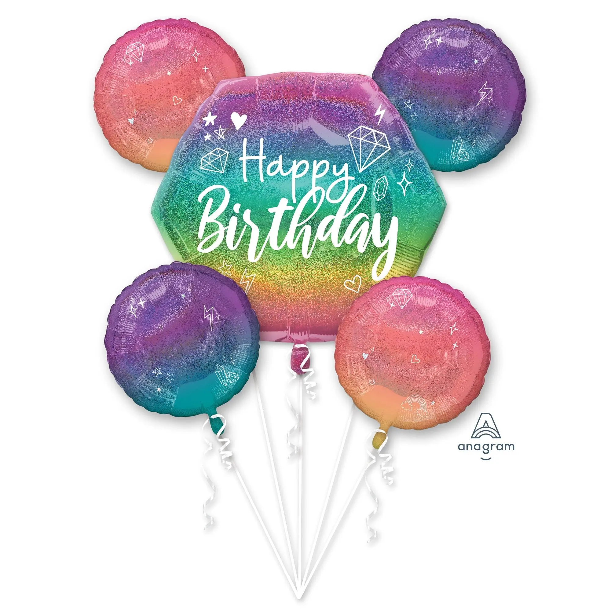 Sparkle Birthday Foil Balloon Bouquet - 5 Piece Set Sparkle Birthday Foil Balloon Bouquet - 5 Piece Set