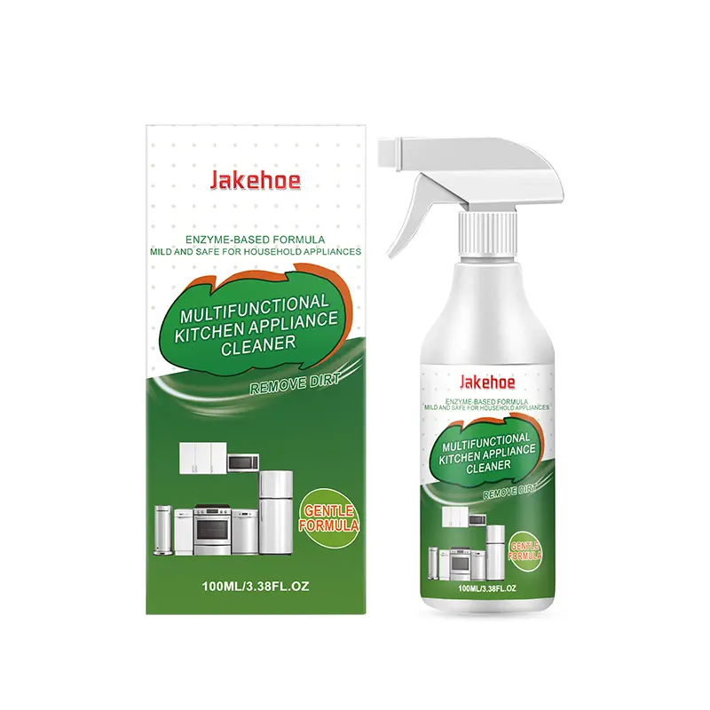 Jakehoe Kitchen Appliance Cleaner Spray, 3.38 fl oz Grease & Grime Cleaner for Stovetop, Range Hood, Microwave & Refrigerator Exterior