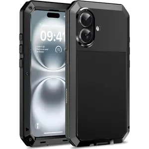 Phone Cases for iPhone 17 Pro Max 16 15 14 13 12 11 Pro Max Plus X XSMAX Metal Case,Tempered Glass Luxury Aluminum Alloy Protective Military Bumper Heavy Duty Cover Shell Case Skin Protector for iPhone 17 Pro Max Black