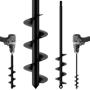 2 Pack Garden Auger Drill Bit for Planting, 17.5x3.2 & 17.5x2.0inch Spiral Bulb Planter, Rapid Digger for 3/8" Hex Drive