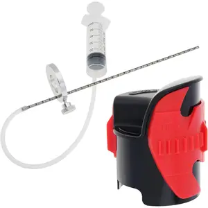 Motorcycle Front Fork Maintenance Tool Kit,Fork Seal Saver Cleaner 45mm-55mm Shock Repairing Tool + Fork Suspension Oil Level Measurement Gauge Oil Syringe Tool (Red)