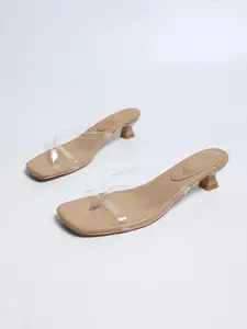 Women's Summer Comfort Sandals Transparent Strap Thin Heel Rubber Slip-On Design Easy Wear Suitable for Lunch Street Casual