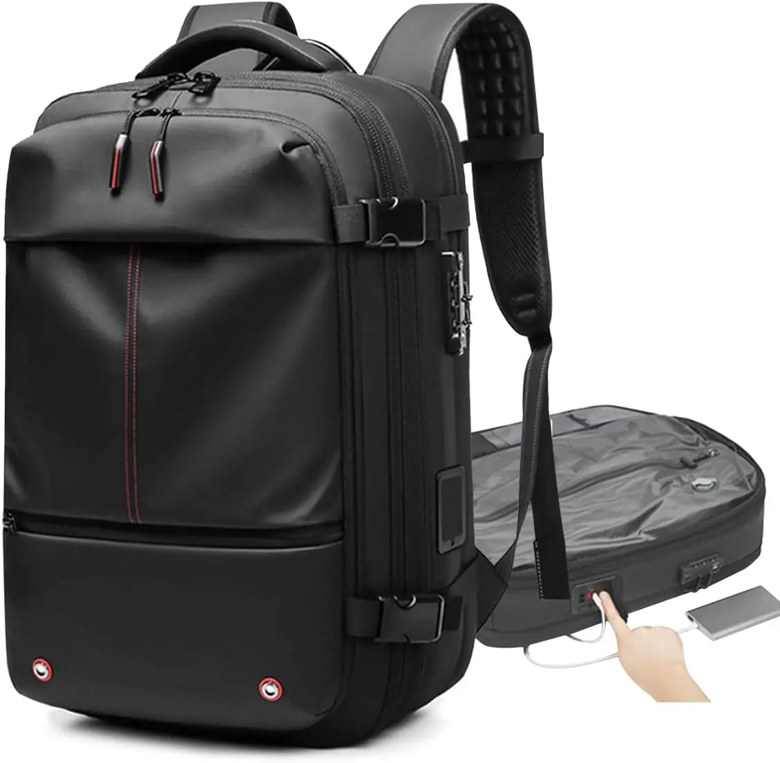 Vacuum Backpack for Travel, 60L Expandable Compression Bag with Built-In Pump, Waterproof and Anti-Theft, Space Saving Bags for Camping Trips