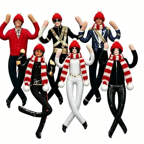 Michael Jackson Articulated Soft Stuffed Figure - 6-Style Poseable Soft Plush Doll, 1*pcs Flexible Joint Collectible, Retro Pop Music Artist Unisex Fan Desktop Decoration Toy