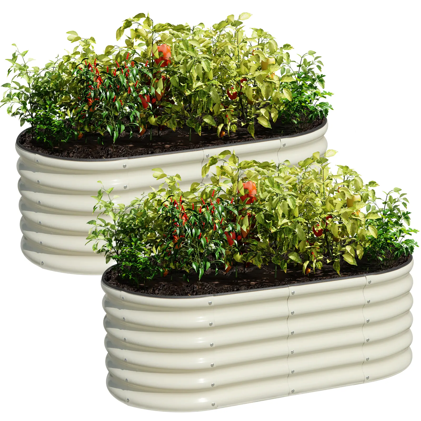SnugNiture Raised Garden Bed 2-Pack 4x2x1.5 ft Module Metal Planter Box for Planting Plants Vegetables,Flowers
