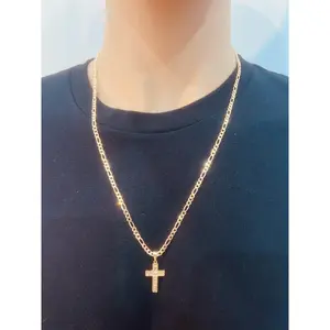 Gold Filled Figaro Necklace | Cross Pendant Chain