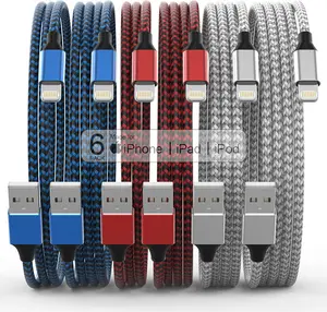 [MFi Certified] 6Pack 3/3/6/6/6/10 FT iPhone Charger Nylon Braided Fast Charging Lightning Cable Compatible iPhone 14 Pro/13 mini/13/12/11 Pro MAX/XR/XS/8/7/Plus/6S/SE/iPad