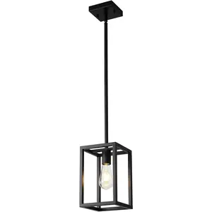 Black Modern 1-Light Mini Pendant Lighting Chandelier Industrial Matte Black Hanging Light Fixture for Dining Room Kitchen Island