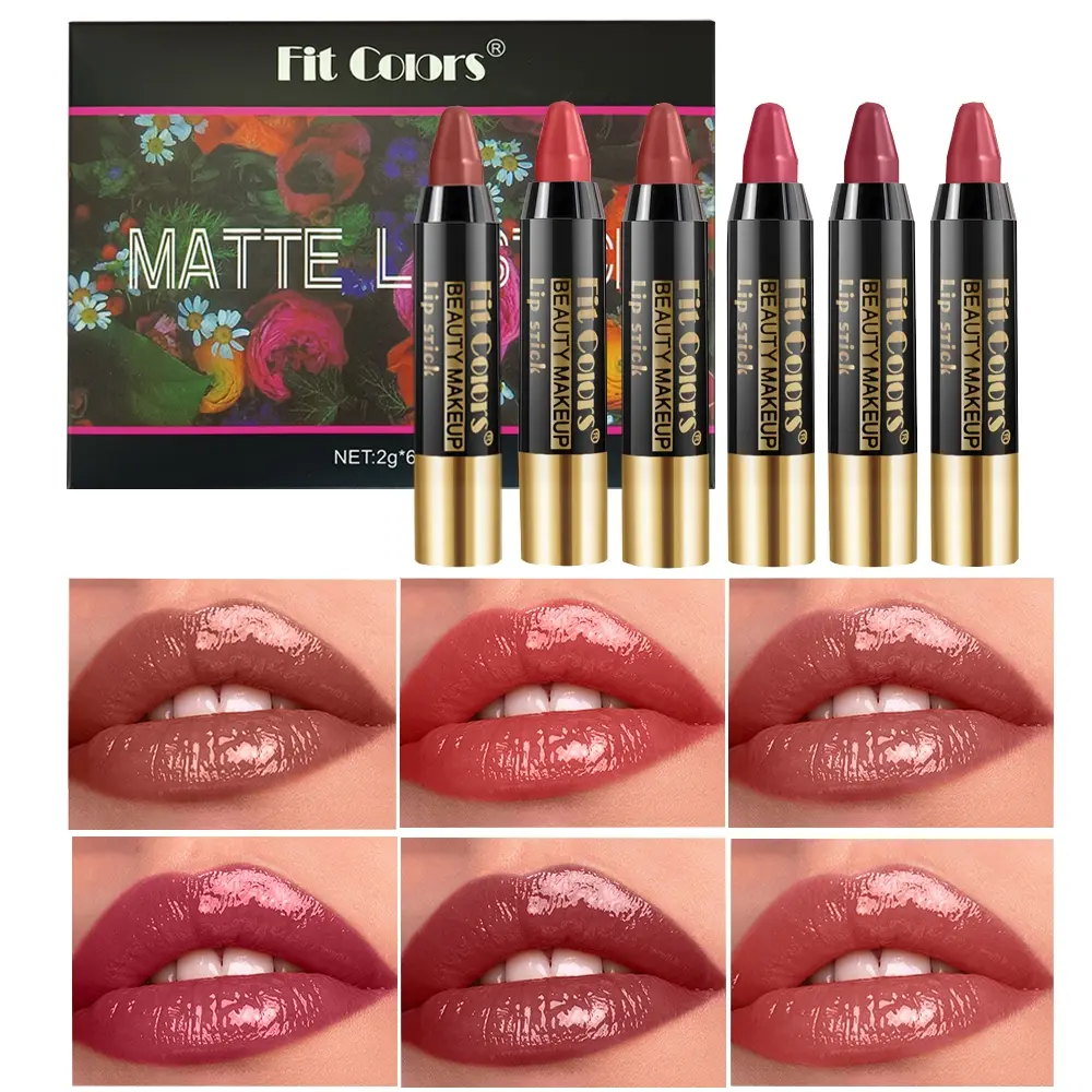 6-pack lip gloss set with Soft Matte Lipstick, silky smooth texture, waterproof and easy to apply, long-lasting natural makeup effect