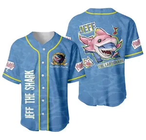 Personalized Jeff The Shark Custom Baseball Jersey Shirt, Retro 90s Jeffrey Land Shark Hero Shirt, Jeff The Land Shark Homage Shirt