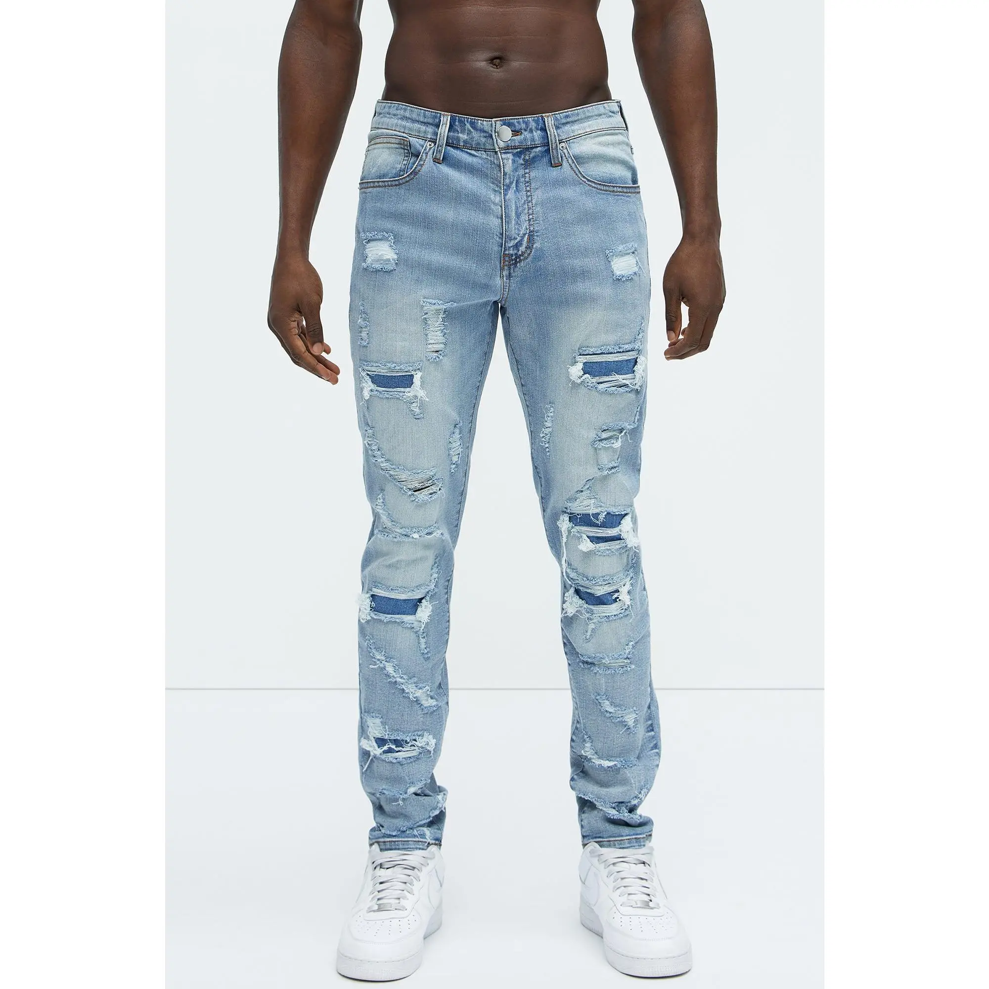 Through It Ripped Skinny Jeans - Vintage Blue Wash