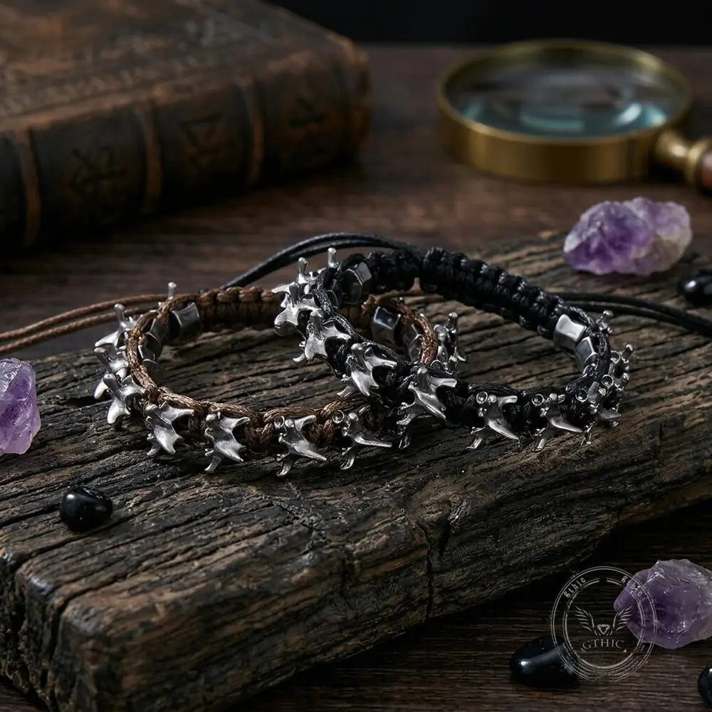 GTHIC Gothic Dragon Inspired Alloy Braided Bracelet Adjustable Wrist Jewelry for Everyday Styling and Festivals