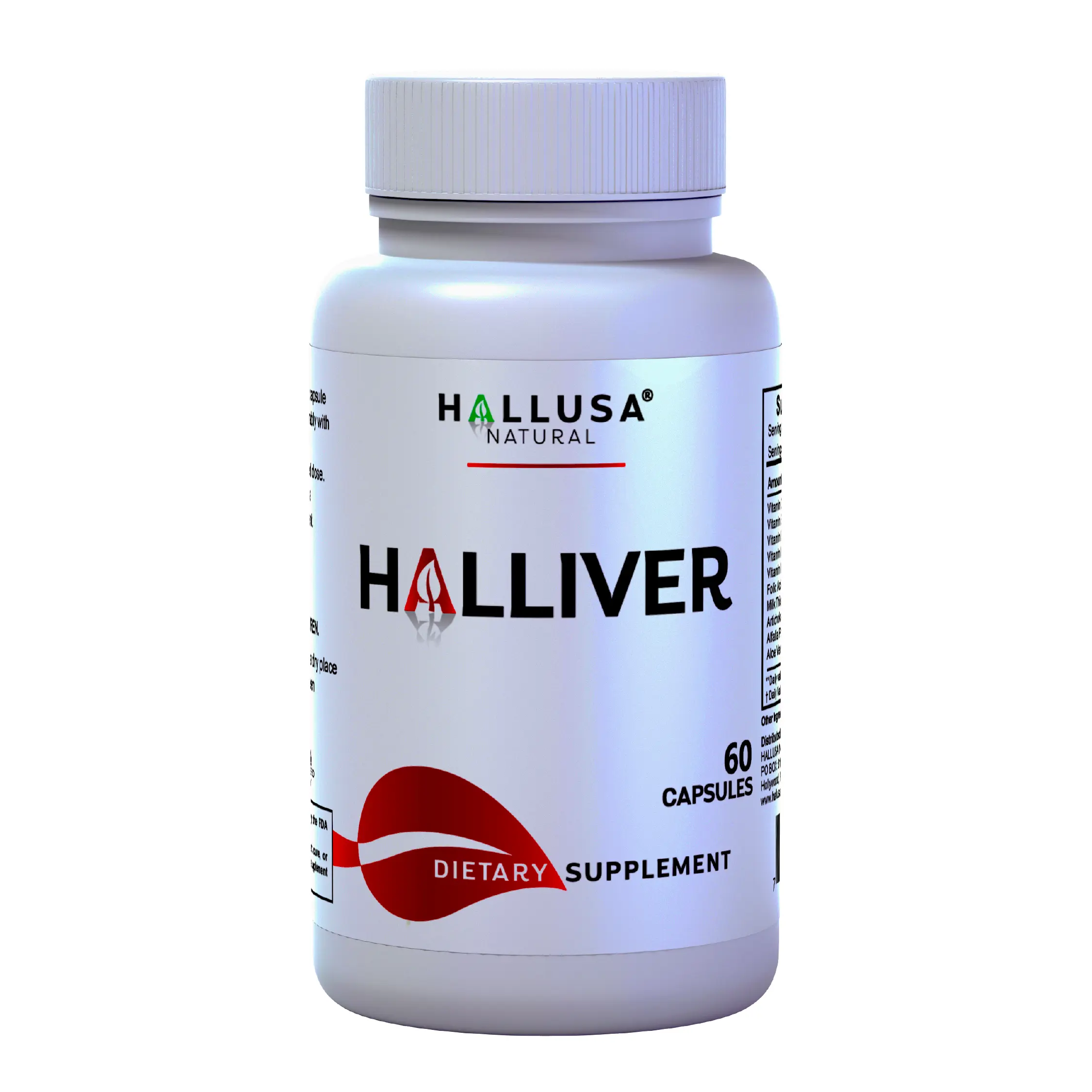 HALLUSA NATURAL Halliver Vitamin Complex - 60 Capsules with Vitamin C, B1, B2, B6, B12, Folic Acid, Milk Thistle, Artichoke & Aloe Vera - Gluten-Free, Organic, GMO-Free Dietary Supplement, Artichoke Powder, Vegetarian Vitamins Supplements