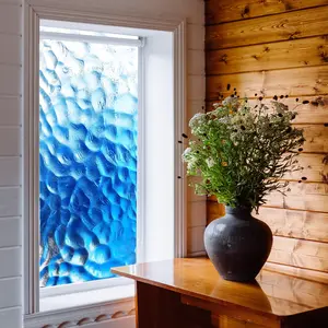 Water Ripple Static Cling Privacy Glass Sticker, Matte Finish, Double Sided Visible, Bedroom Balcony Window Decoration, Privacy Window Film