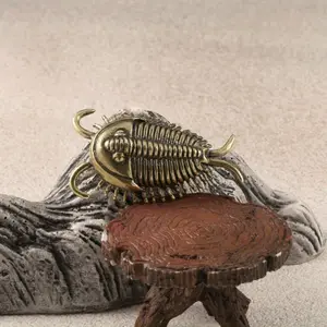Multicellular Trilobite Brass Figurine, Ancient Insect Tea Pet Table Ornament, Copper Craft Collectible Artwork