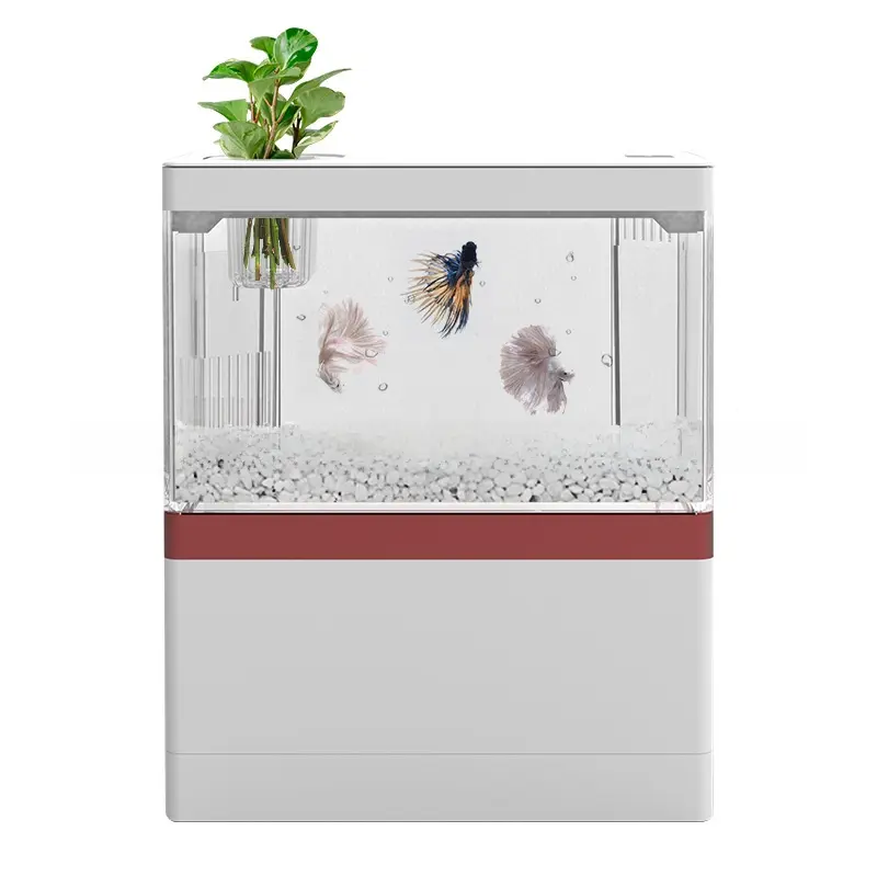 Synthetic Acrylic Large Rectangle Mini Aquarium - Single Unit Compact Desktop Ecological Setup for Beginners, Kids - Betta/Shrimp Tank with Creative Aquascape Set, Supports Healthy Fish/Plants, No Water Change Needed, Low Maintenance (Fits Shelves, Desks)