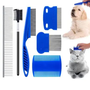 Stainless Steel Dog Cat Grooming Combs Set, Double-sided Tear Stain Remover, Dematting Comb for Dogs Cats, Ideal for All Types Of Small, Medium, Large Pets