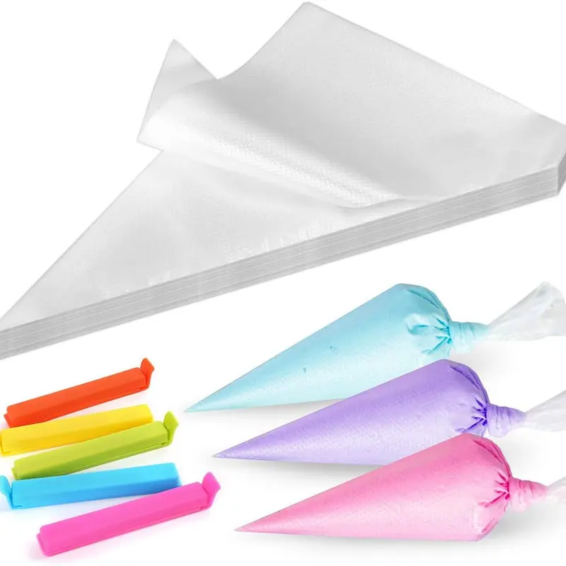 500 Pcs 10 Inch Disposable Piping Bags with 5 Sealing Clips,Non-Slip Thick Tipless Pastry Bag for Royal Icing,Cookies,Cake Decorating,Halloween Christmas Party Fathersdaygift,DIY Hand Tools Kits