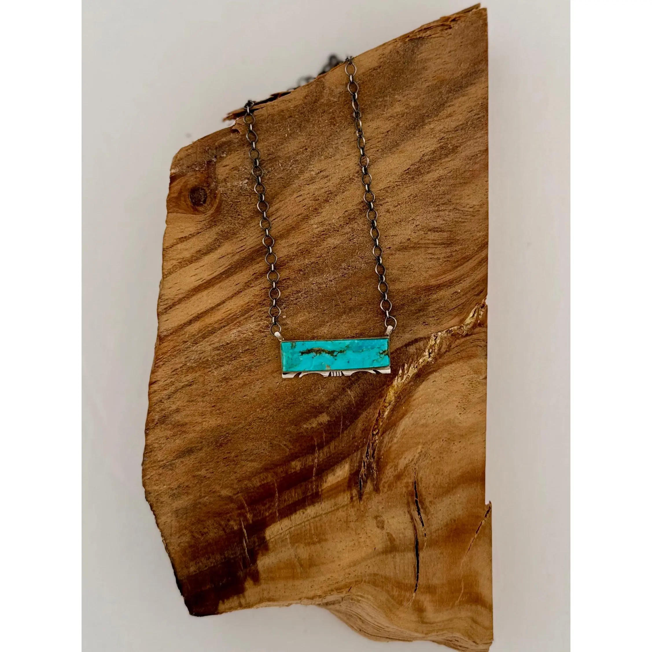 Necklace Bar - Kingston Turquoise - Sterling Silver - Native Handmade - Steve Francisco (artist)