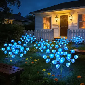 2pcs Garden Stake-in Lawn Decorative Lights, Solar-Powered 12/6 LED Jellyfish Mushroom Lights, Garden Landscape Lighting, Solar Pathway Lamp, Solar Patio Lights, Suitable for Gardens, Courtyards, Holidays
