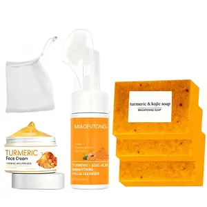 Turmeric Wash and Care Four PieceSetTurmericCleansing Mousse, Turmeric SoapFacial ,Turmeric Moisturizing Cream