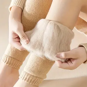 1 Pair of Thickened Warm Over-the-Knee Winter Pants - Unisex Heavy-Duty Cold-Proof Tight Clothing, Beige/Black/Navy Blue/Grey/Brown/White - Provides Warm Floor Protection for Home, Office