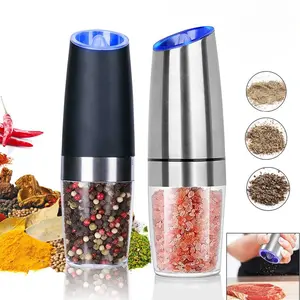 MIUVA Electric Pepper Mill Set of 2 Stainless Steel & Glass Grinders One-Handed Operation Wide Mouth for Kitchen Cooking Salt & Pepper Bottles Thanksgiving cooking utensils Valentine's Day gift Christmas