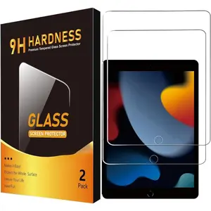 2 Pack Screen Protector for iPad 9th 8th 7th Generation (10.2 Inch, 2021/2020/2019), Anti-Scratch 9H Hardness Tempered Glass Film, Apple Pencil Compatible