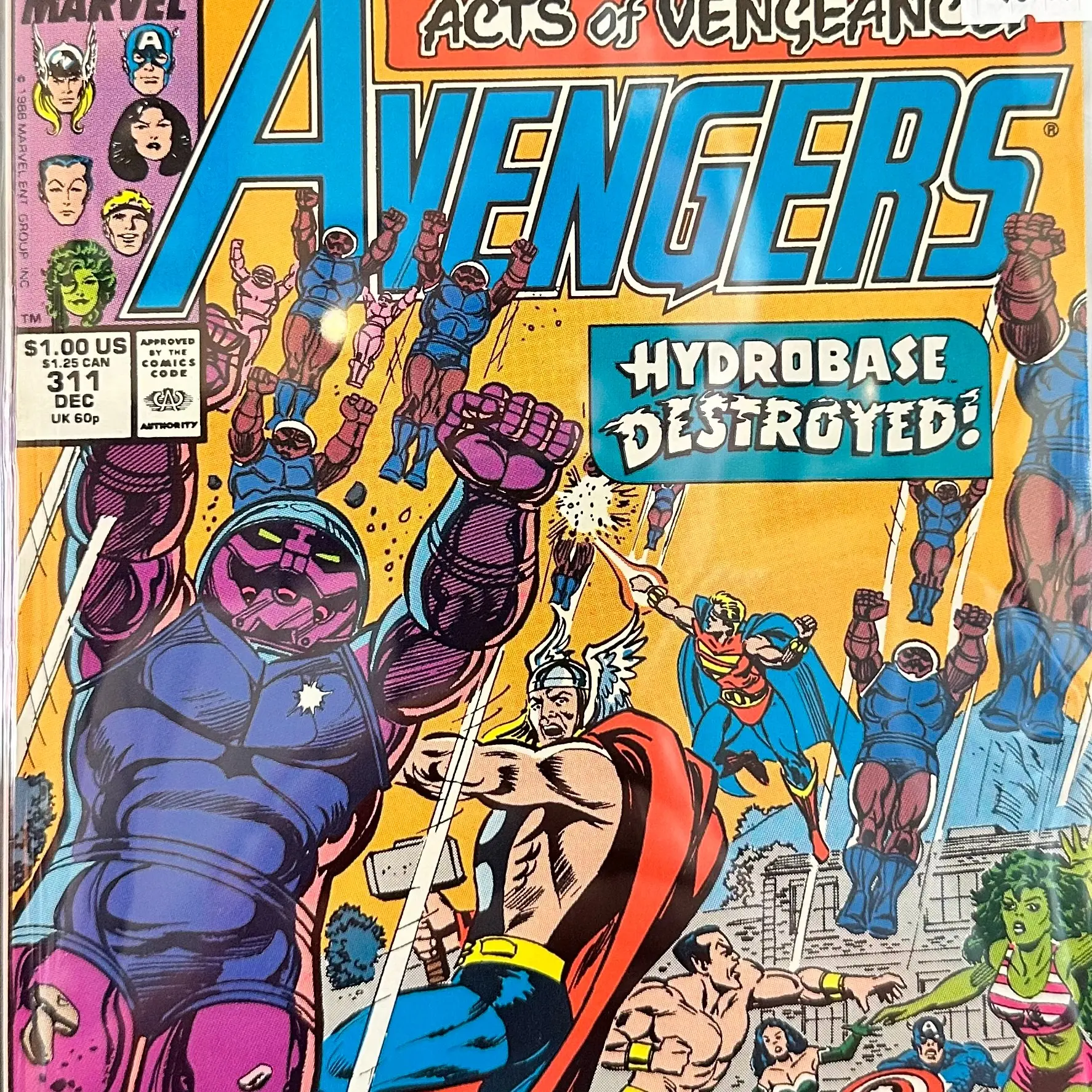 Marvel Comics Avengers Acts of Vengeance #311 Dec Hydrobase Destroyed Issue Featuring Epic Battle Scene Regular Edition Comic Book