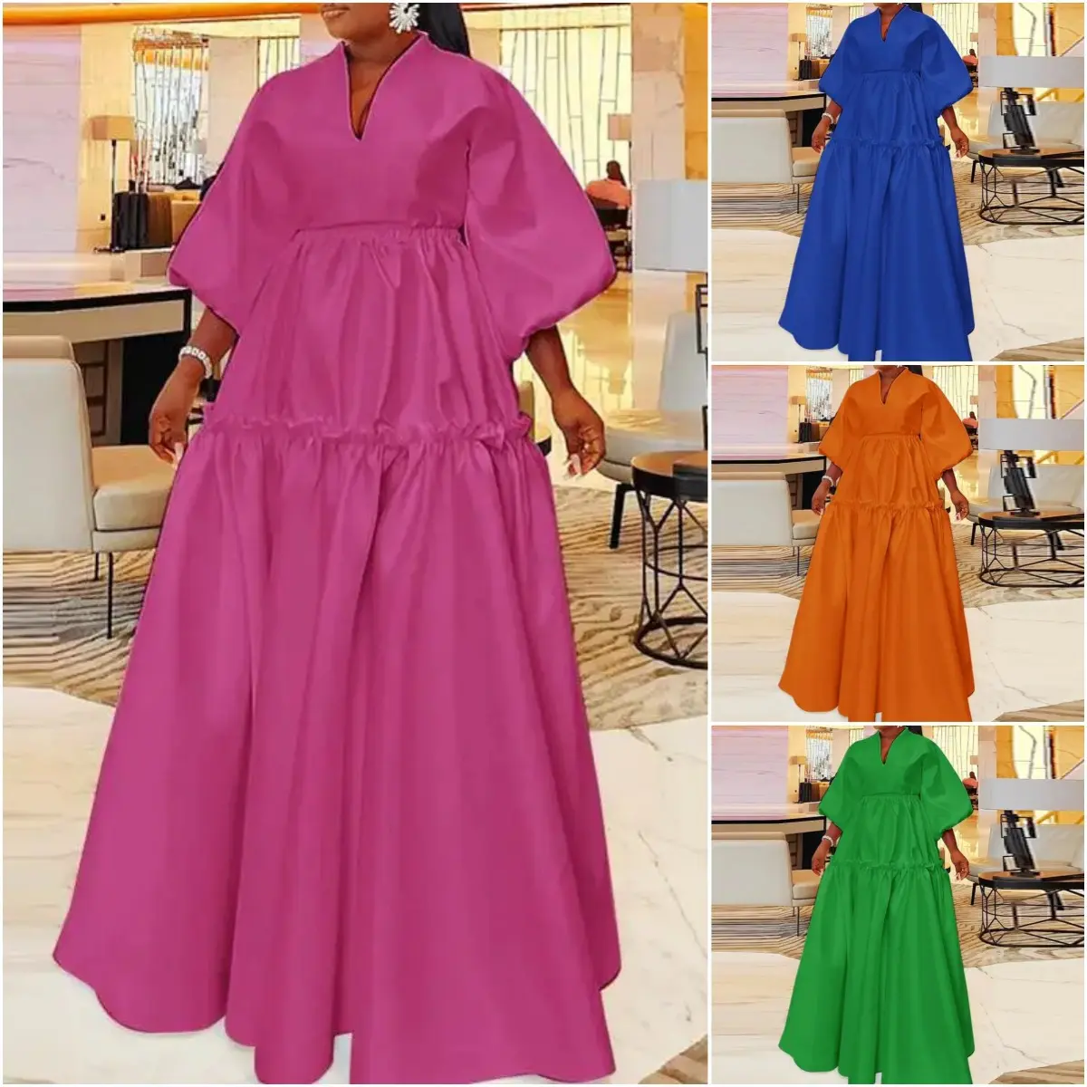 2025 plus size summer maxi dress for women dress v neck party loose dress Shirt White