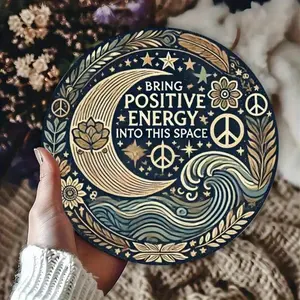 Positive Energy Metal Tin Sign 8x8 Inch, Vintage Wall Art Aluminum Plaque for Living Room Home Decor, Inspirational Quote Rustic