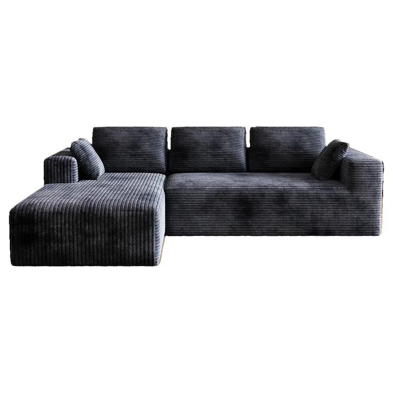 2026 New L-Shaped Boneless Sectional Sofa - Memory Foam, Corduroy Upholstery, Reclining Arms, Modular Design, 6-Color Options, Multiple Seats, Assembly Required, Boneless Couches for Living Room