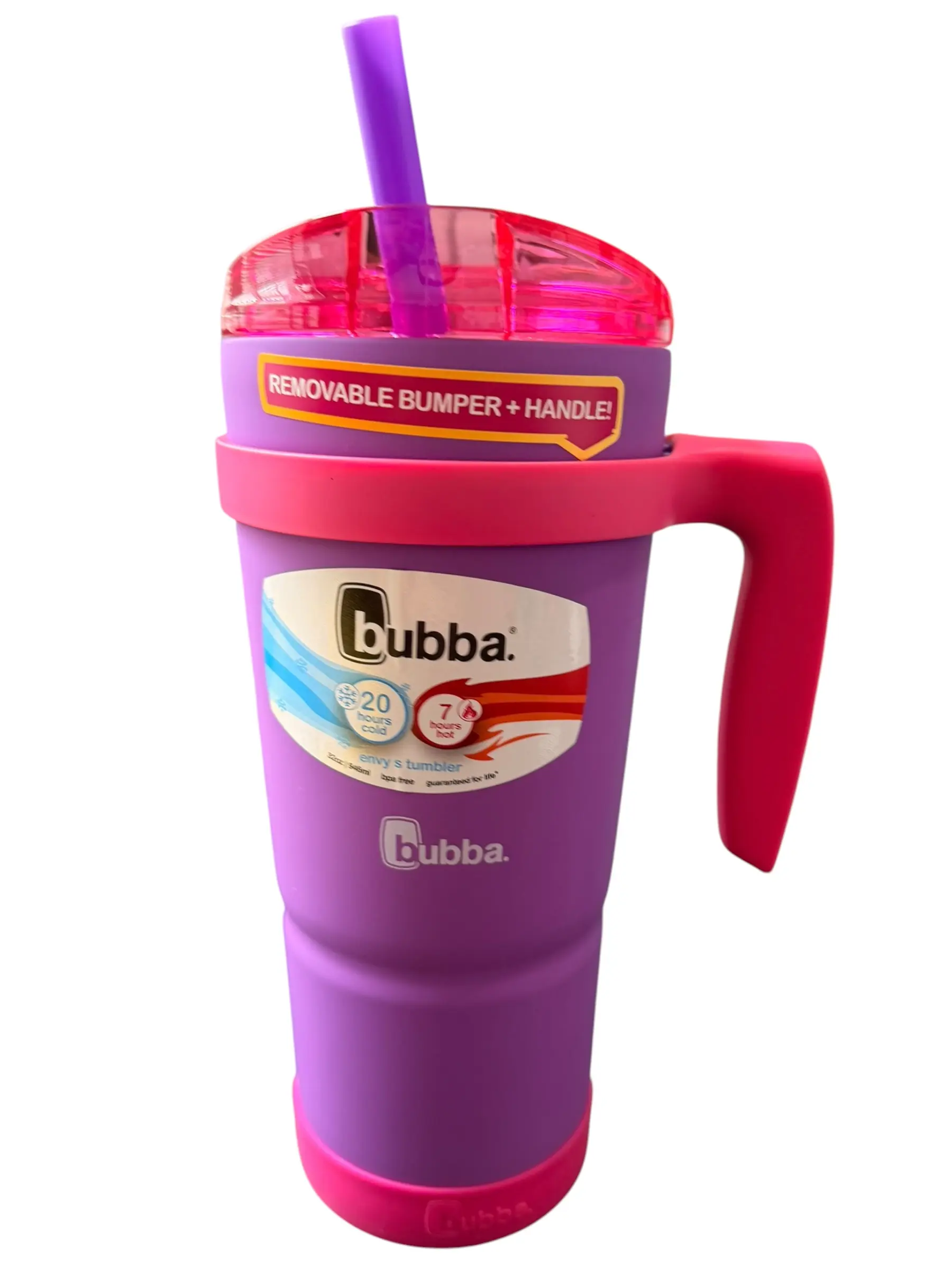 Bubba Envy S 32 oz Insulated Tumbler Purple Pink Handle Straw Lid