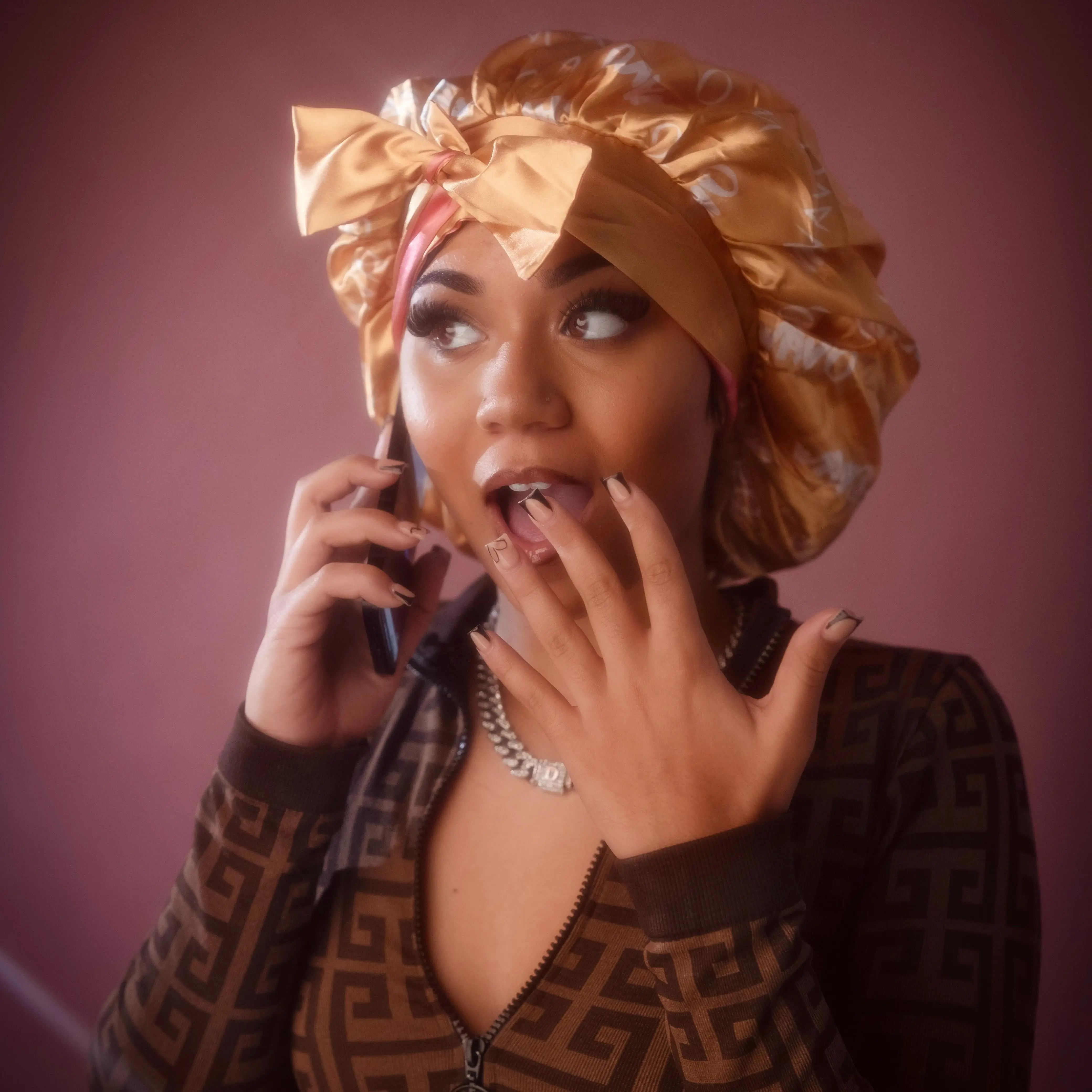 Double Satin Wavo Pretty Girl Bonnet Champagne