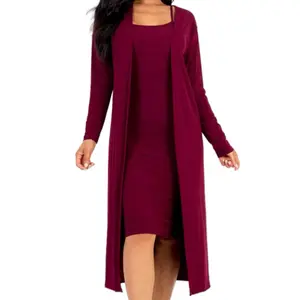 Lucila Collection - Ribbed Cardigan & Midi Bodycon Dress Set