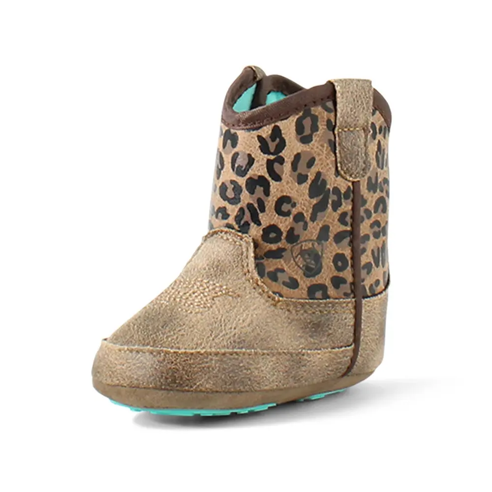 A442003675 Ariat Savanna Lil' Stompers Infant Boots- Brown with Cheetah Print
