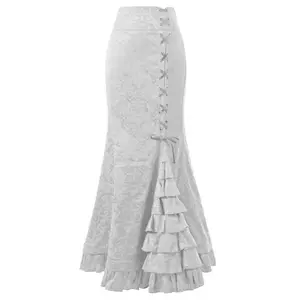 Women's Jacquard Ruffle Lace Mermaid Skirt, Elegant and Fashionable High Waist Zipper Design Skirt, Suitable for Party Vacation, Four Seasons Women's UnderwearRAIMENTRY