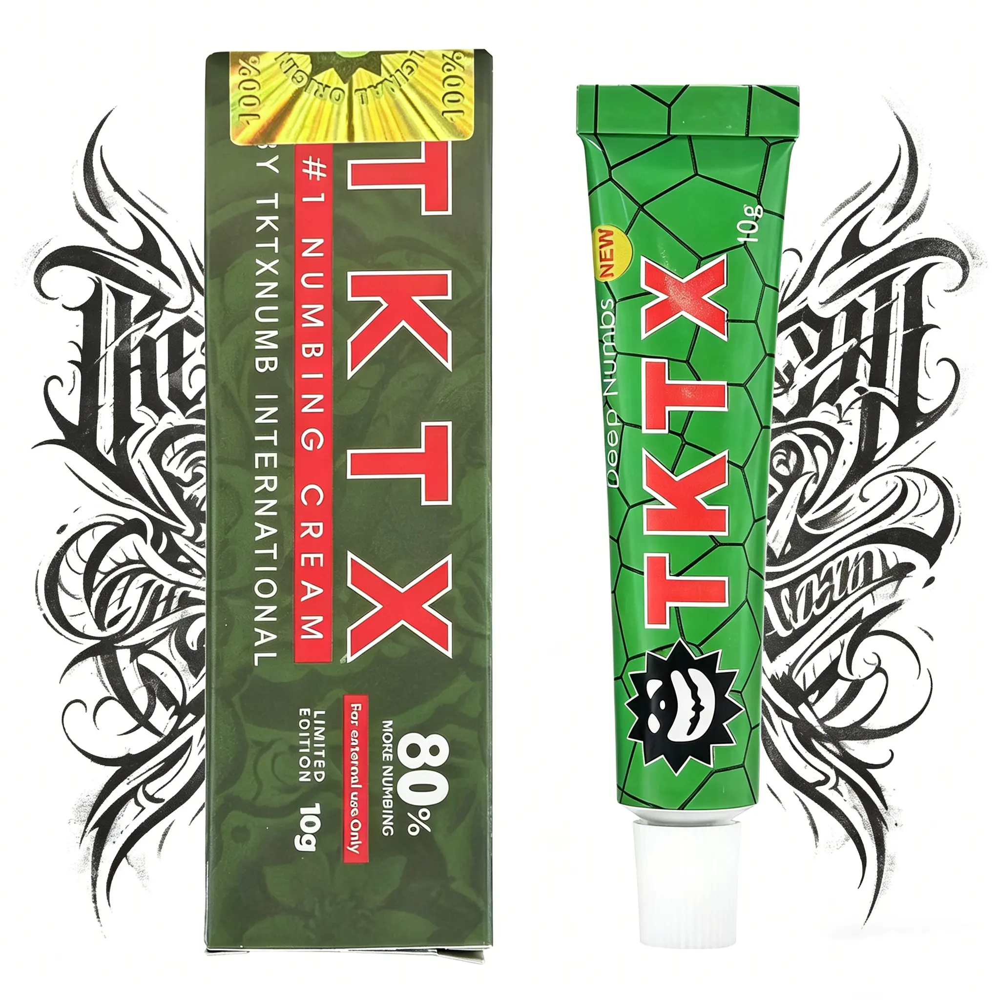TKTX Professional Tattoo Numbing Cream, External Relief Cream for Tattooing, Waxing, Microneedling, Body Art Skin Care, Portable 10g Tattoo Supplies for Artists & Personal Use