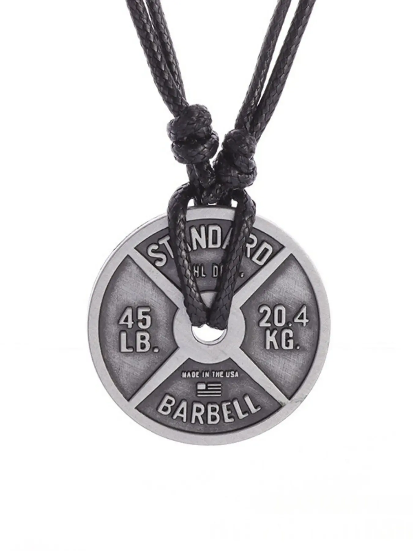 Alloy Sports Series Creative Geometric Barbell Plates 20.4kg Necklace Inspirational Strength Fitness Pendant Charm, Motivational Gym Accessory, Alphabet Letter Necklace, Embossed Necklace