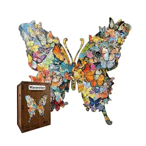 Wooden Puzzles for Adults, Butterfly Jigsaw Puzzles, Unique Animal Adult Puzzles, Irregular Creative Gift for Family,Christmas Birthday Gifts Home Decor