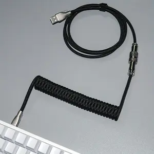 59" Mechanical Keyboard Braid Cable, 1 Count USB-A to Type-C Braided Cord, Flexible Spiral Design for Keyboards with Type-C Connection