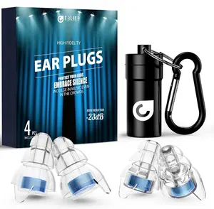 Reure High Fidelity Concert Ear Plugs Noise Cancelling Silicone 2 Pairs for Loud Music, Musicians, Motorcycles, Airplanes, Raves & Hearing Protection