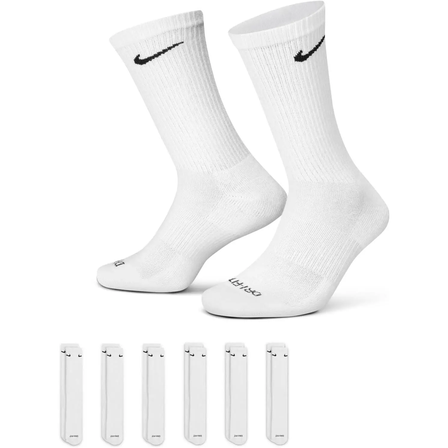 Nike Men's Everyday Plus Cushion Crew Socks 6-Pack White/Black